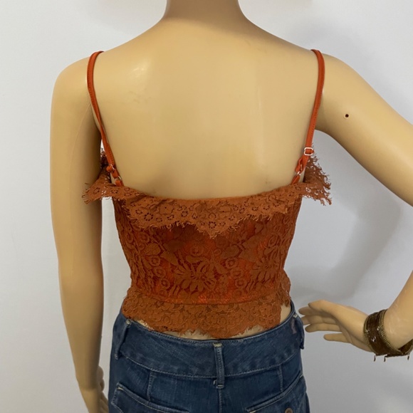 Gorgeous burnt orange adjustable spaghetti strap lace tied up bustier crop top! - Picture 9 of 9